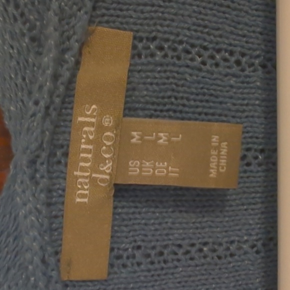 Naturals D & Co Turquoise Blue Linen Blend Long Sleeve Cardigan Size Medium - Picture 2 of 8